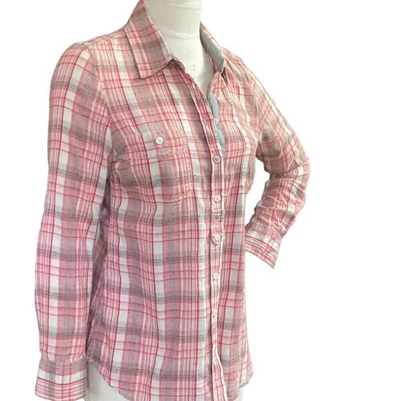 Aventura Organic Plaid Button Down Long Sleeve Shirt Sz S #41A - Picture 5 of 9